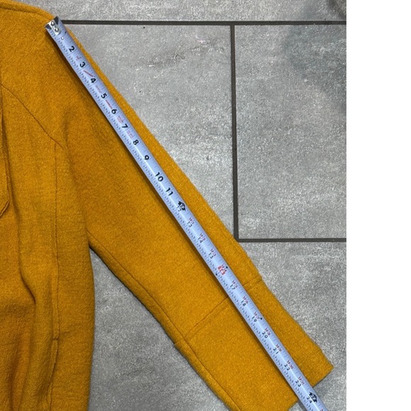 Tahari Wool Blend Open Front Duster Coat Womens Small Mustard Yellow EUC - Picture 9 of 11